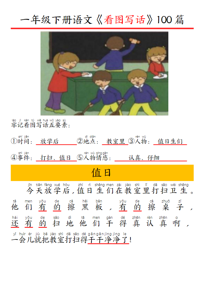 图片[4]-看图写话五要素训练100篇带拼音版-学库网络