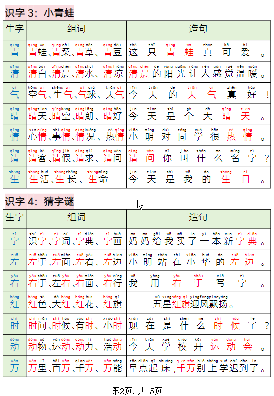 图片[2]-一年级语文下册写字表组词造句-学库网络