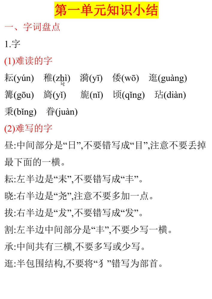 5年级下册第一单元知识小结-学库网络