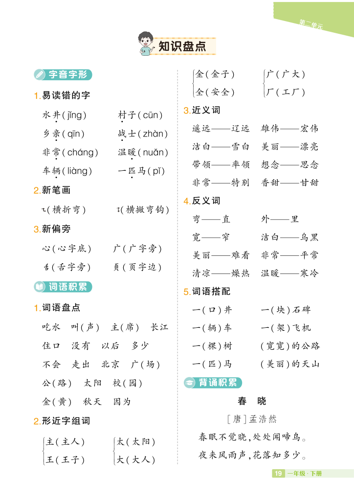 图片[2]-一年级下册语文1-8单元知识盘点（共8页）-学库教育