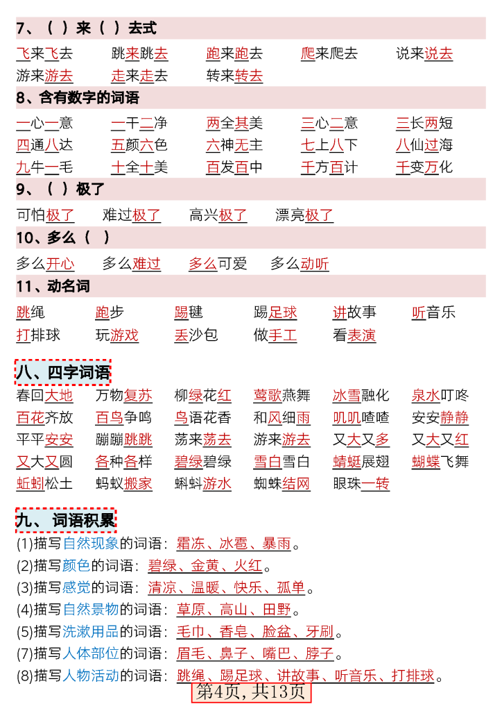 图片[4]-期末复习：一年级语文下册全册重点知识总结（带练习共13页）-watiku