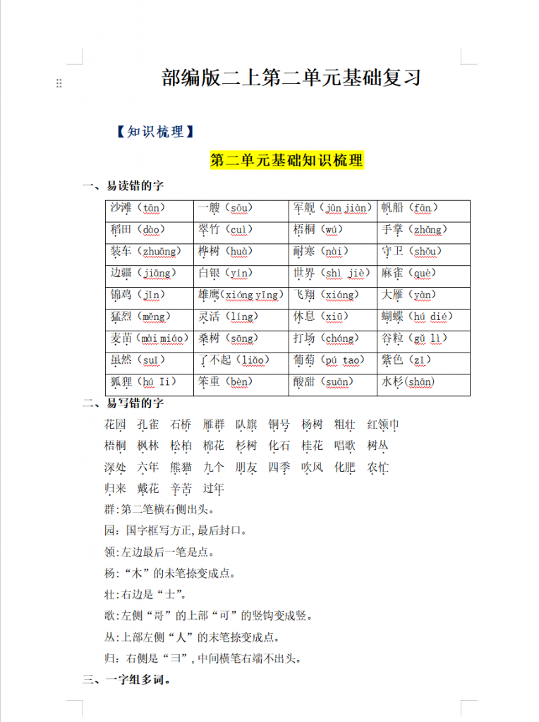 图片[5]-精品单元热点难点二年级语文上册单元知识点盘点部编人教版(8)份）-学库网络