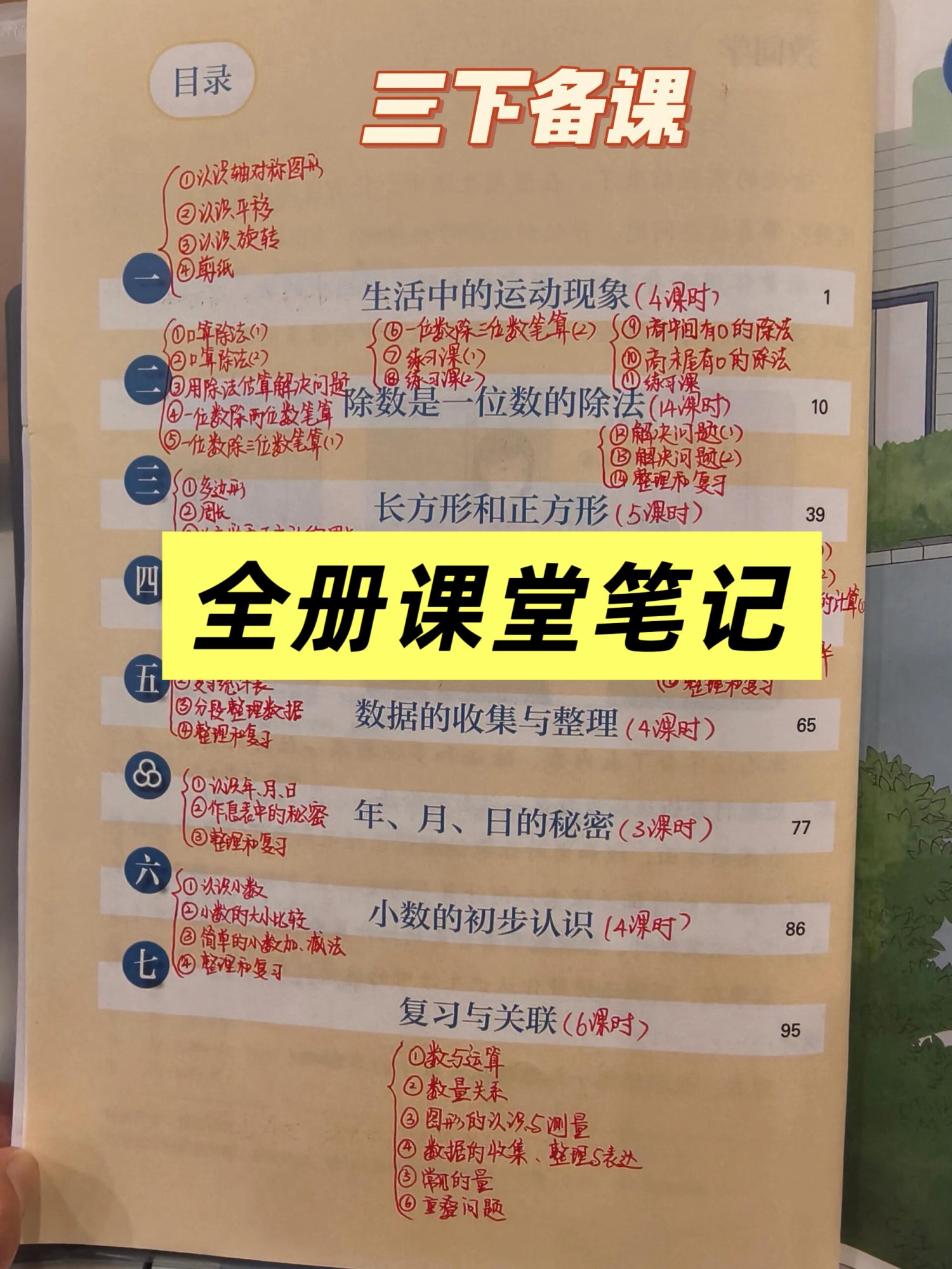 26人教版三年级下册数学全册课堂笔记（手写电子版）-学库教育