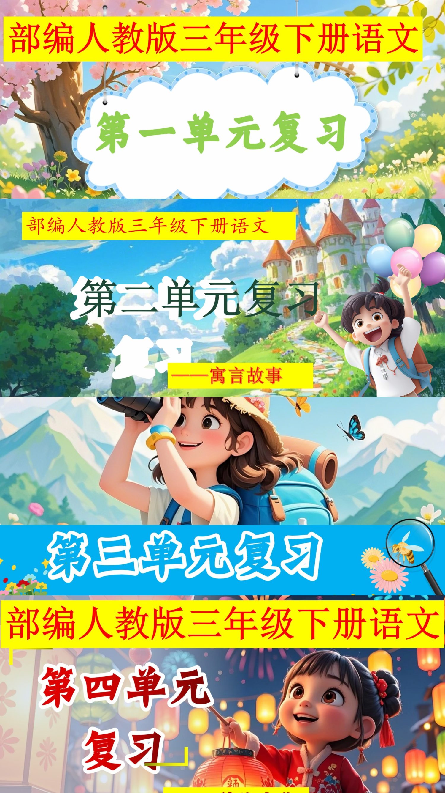 26春新版三年级下册语文期中复习课件（1-4单元）含复习教学设计-学库教育