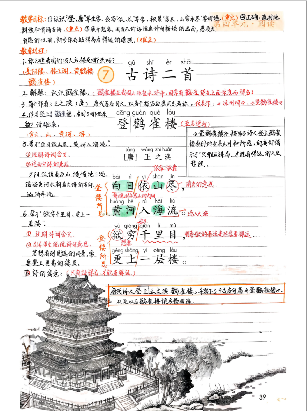 26秋二年级上册语文第四单元课堂笔记备课版-学库教育
